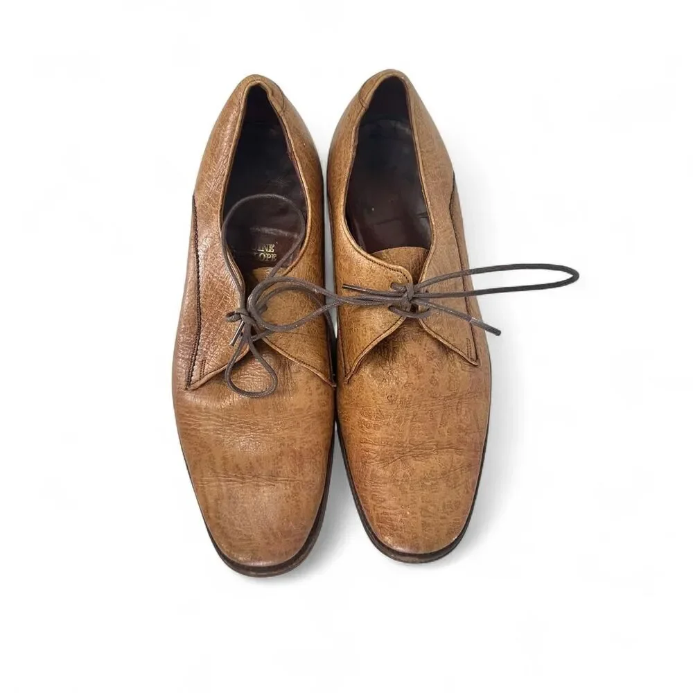 Grenson Tan Antelope Hide Leather Derby Shoes Classic Oxford Brogues c. 1974